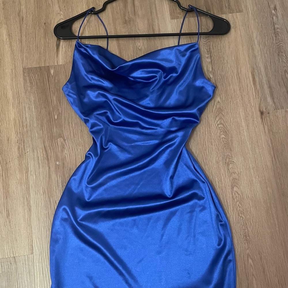 hoco dress! pretty royal blue silk dress,only worn once.